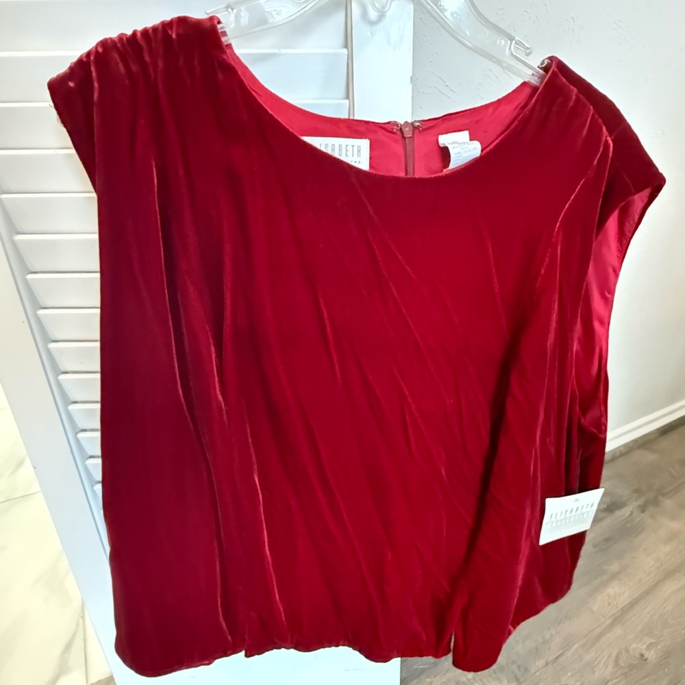 Chic Red Velvet Women's Blouse